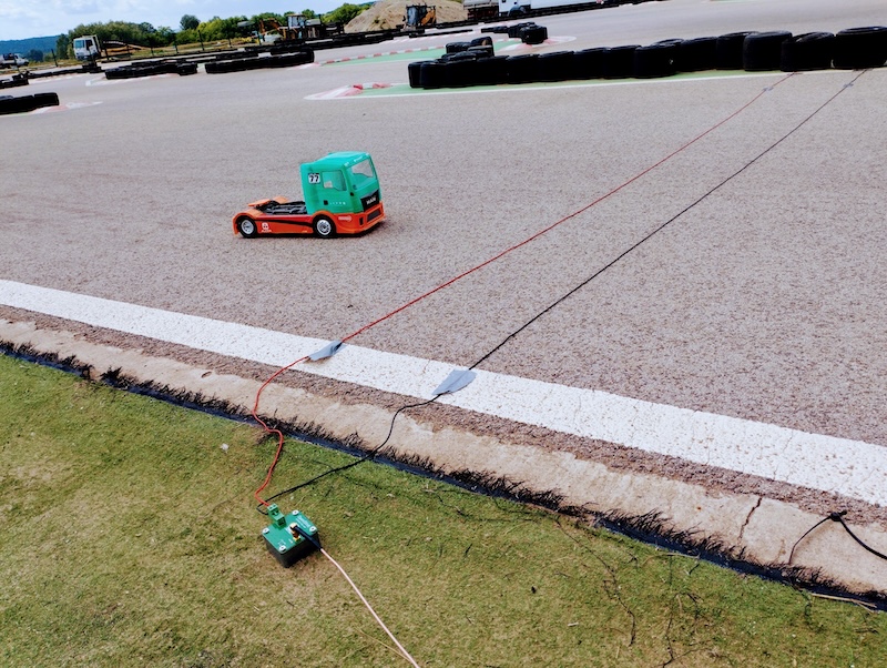 OpenStint timing loop installed across the start/finish line of an outdoor RC track